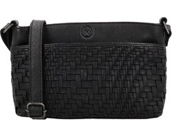 Hide & Stitches Inspired by Illusion Crossbodytas - Leer - Voorvak - Achtervak - Verstelbare Schouderband - Dames - Schoudertas - Leren Dames Tas - Zwart