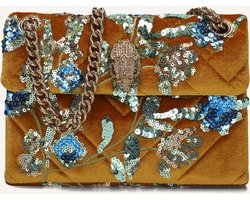 Kurt Geiger London Velvet Mini Kensington Crossbodytassen Dames - Oker - Maat ONESIZE