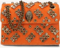 Kurt Geiger London Velvet Mini Kensington Crossbodytassen Dames - Oranje - Maat ONESIZE
