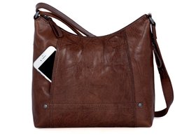 Leren Crossbodytas - Jessyca - Donkerbruin