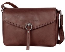 Leren Crossbodytas met klep - Emmalyn - Donkerbruin