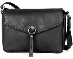 Leren Crossbodytas met klep - Emmalyn - Zwart