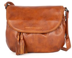 Leren Crossbodytas met klep - Feline - Brandy Cognac