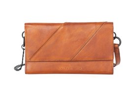 Leren Mini Crossbody / RFID Wallet - Flower - Brandy