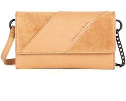 Leren Mini Crossbody / RFID Wallet - Flower - Camel