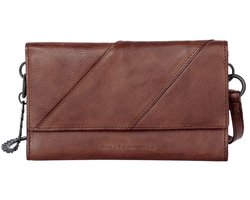 Leren Mini Crossbody / RFID Wallet - Flower - Donkerbruin