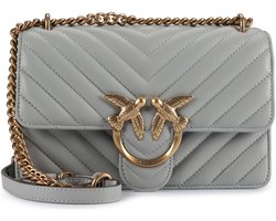 PINKO Love One Schoudertas Leer 21 cm - Dames - grigio gold