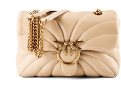 PINKO Love Puff Schoudertas Leer 30 cm - Dames - beige-grigio