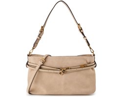 PINKO schoudertas Belt Bag Classic Suede Beige - Smoke Grey - Antique Gold