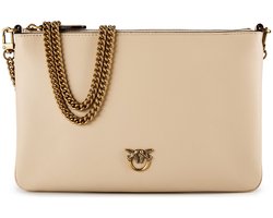 PINKO schoudertas Flat Classic Beige - Smoke Grey - Antique Gold