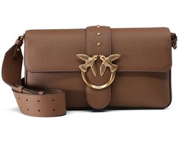 PINKO schoudertas Love One Classic Slouchy FL Marrone - Leone - Antique Gold bruine