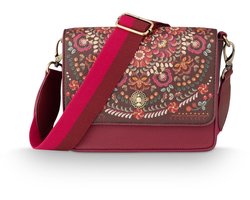 Pip Studio - Crossbody Tas - Fenna Small II Ricamo - Donkerrood - 19x6x16cm