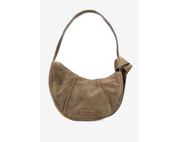Shabbies Amsterdam Medium Crossbodytas / Schoudertas Dames - Suede - Platamini - Taupe