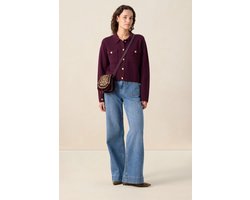 Sissy-Boy - Donkerrode suède crossbody tas met leopard print