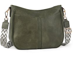 TAN.TOMI Dames Schoudertas – Kleine Crossbody Tas van Vegan Leer – Met Brede Verstelbare Riem & Kaartvakken – Afneembare Schouderband – Perfect voor Reizen & Dagelijks Gebruik - Donkergroen