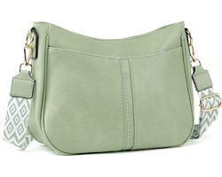 TAN.TOMI Dames Schoudertas – Kleine Crossbody Tas van Vegan Leer – Met Brede Verstelbare Riem & Kaartvakken – Afneembare Schouderband – Perfect voor Reizen & Dagelijks Gebruik - Lichtgroen
