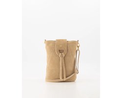 tasje- beige/ zandkleur -klein crossbody /telefoontasje -suède - nieuw -trendy