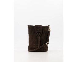 tasje - bruin -suède- crossbody /telefoontasje