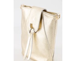 tasje - leer -klein- goud crossbody