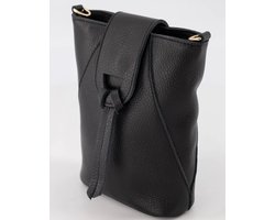 tasje - leer -klein- zwart crossbody