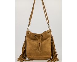 Teatro - Hazel - Crossbodytas - Suede - Leer - Franjes - Taupe - Handgemaakt in Italië