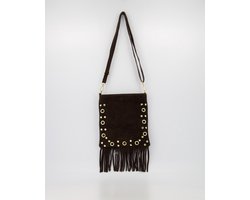 Teatro - Indigo - Crossbodytas - Suede - Leer - Donkerbruin - Gouden Details