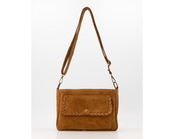Teatro - Jutta - Crossbodytas - Suede - Leer - Cognac - Handgemaakt in Italië