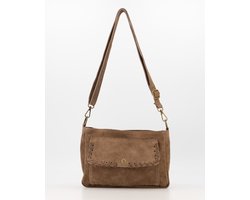 Teatro - Jutta - Crossbodytas - Suede - Leer - Taupe - Handgemaakt in Italië