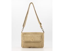 Teatro - Jutta - Crossbodytas - Suede - Leer - Zand - Handgemaakt in Italië