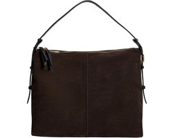 Ted Baker Leren schoudertas Anniyse TB Script Slouchy Suede Bag Brown bruine