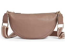 Ted Baker Leren schoudertas Lorreen Webbing Leather Half Moon Crossbody Bag Taupe