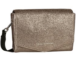 TOM TAILOR schoudertas koppeling Quinn Flap Bag No Zip Metallic Taupe brons