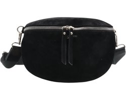 Trendy bumbagg / crossbodytas - Flora & Co - suedelook - zwart