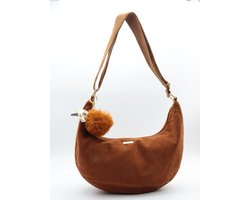 Trendy handtas / crossbodytas - Flora & Co - ribfluweel - camel