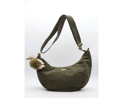Trendy handtas / crossbodytas - Flora & Co - ribfluweel - groen