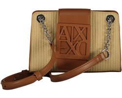 Woven Crossbody Bag with Logo Wo - Natural