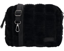 Zebra Trends Milou Crossbodytas - Schoudertas - Fur - Bont - Schouderband - Dames Tas - Zwart.