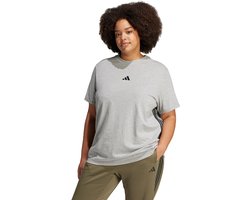 adidas Sportswear Essentials 3-Stripes Katoenen T-shirt (Grote Maat) - Dames - Grijs