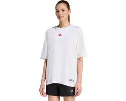 adidas Sportswear MINI EMBROIDERY OVERSIZED GRAPHIC T-SHIRT - Dames - Wit