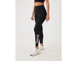 Björn Borg Logo Tight Sportlegging Dames - Sportbroek Vrouwen - Recycled Polyester - Zwart/Wit - Maat L