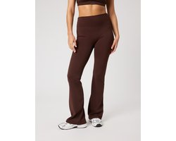 Björn Borg Sportbroek Wijde Pijp Dames - Flare Tight - Gerecycled Polyester - Coffee Bean Bruin - Maat S
