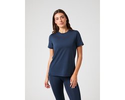 Björn Borg Sportshirt Dames - Trainingshirt Korte Mouw - Gerecycled Polyester - Donkerblauw - Maat L