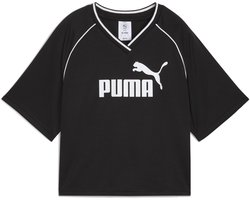 PUMA ESS Relaxed Cropped Football Jersey Dames T-shirt - Puma Black