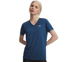 Under Armour Tech SSV- Solid-BLU Dames Sportshirt - Wham Blauw - Wit