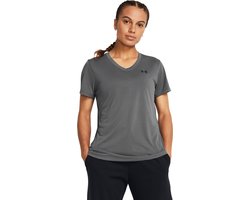 Under Armour Tech SSV- Solid-GRY Dames Sportshirt - Castlerock - Zwart