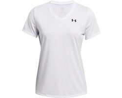 Under Armour Tech SSV- Solid-WHT Dames Sportshirt - Wit - Zwart