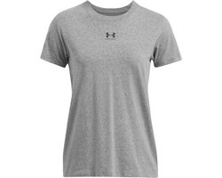 Under Armour UA Rival Core SS-GRY Dames Sportshirt - Castlerock - Zwart