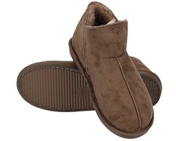 Apollo Pantoffels Dames - Boots Suede - Taupe - Maat 39/40 - Sloffen Hoog Model - Harde zool met grip