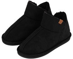 Apollo Pantoffels Dames - Boots Suede - Zwart - Maat 39/40 - Sloffen Hoog Model - Harde zool met grip