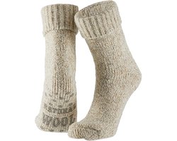 Apollo - Wollen sokken dames - Huisokken dames - Beige - Maat 39/42 - Huissok met anti slip - Fluffy sokken - Slofsokken - Warme sokken - Winter sokken